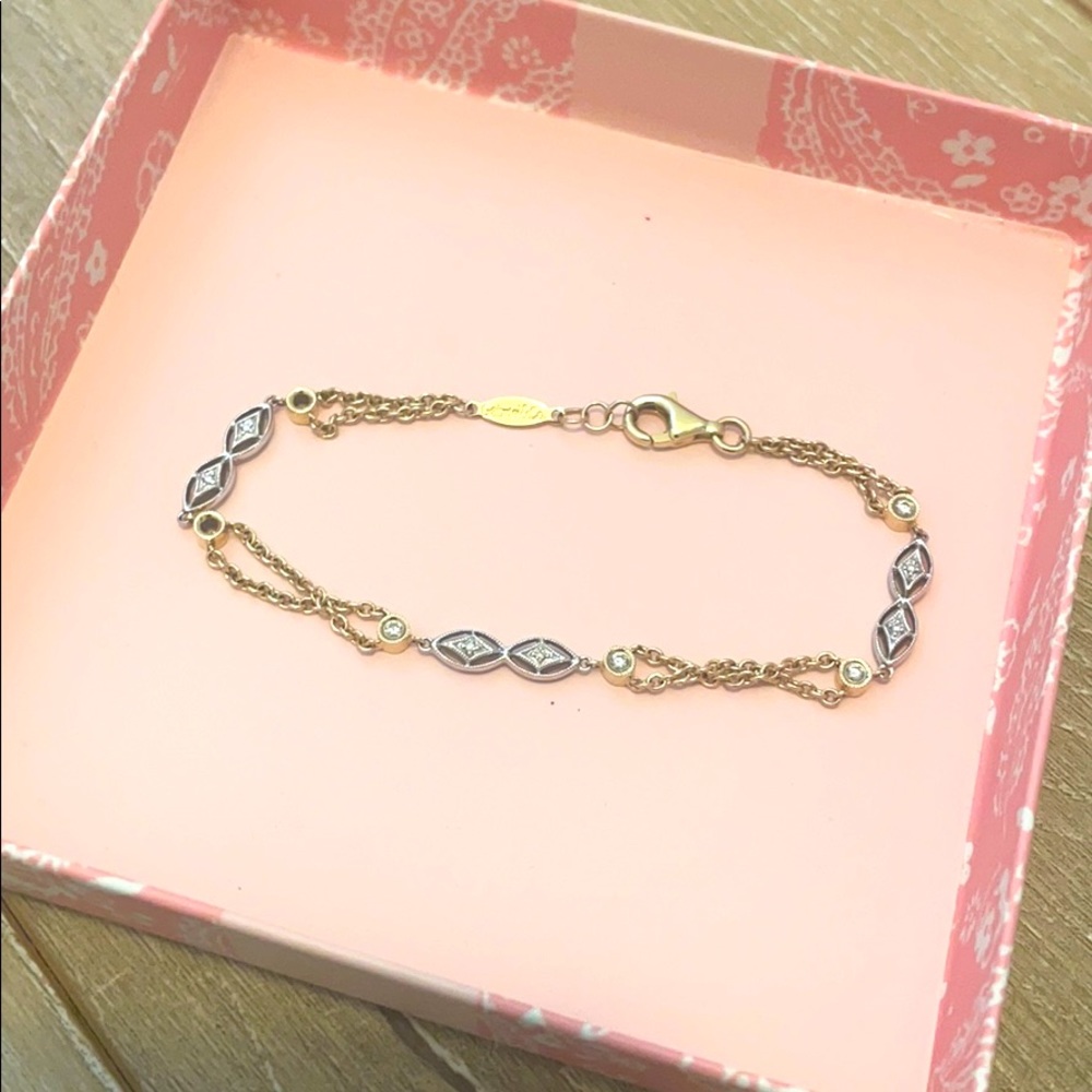 Solid GOLD Gabriel 14K Yellow & White Gold Diamond Bracelet